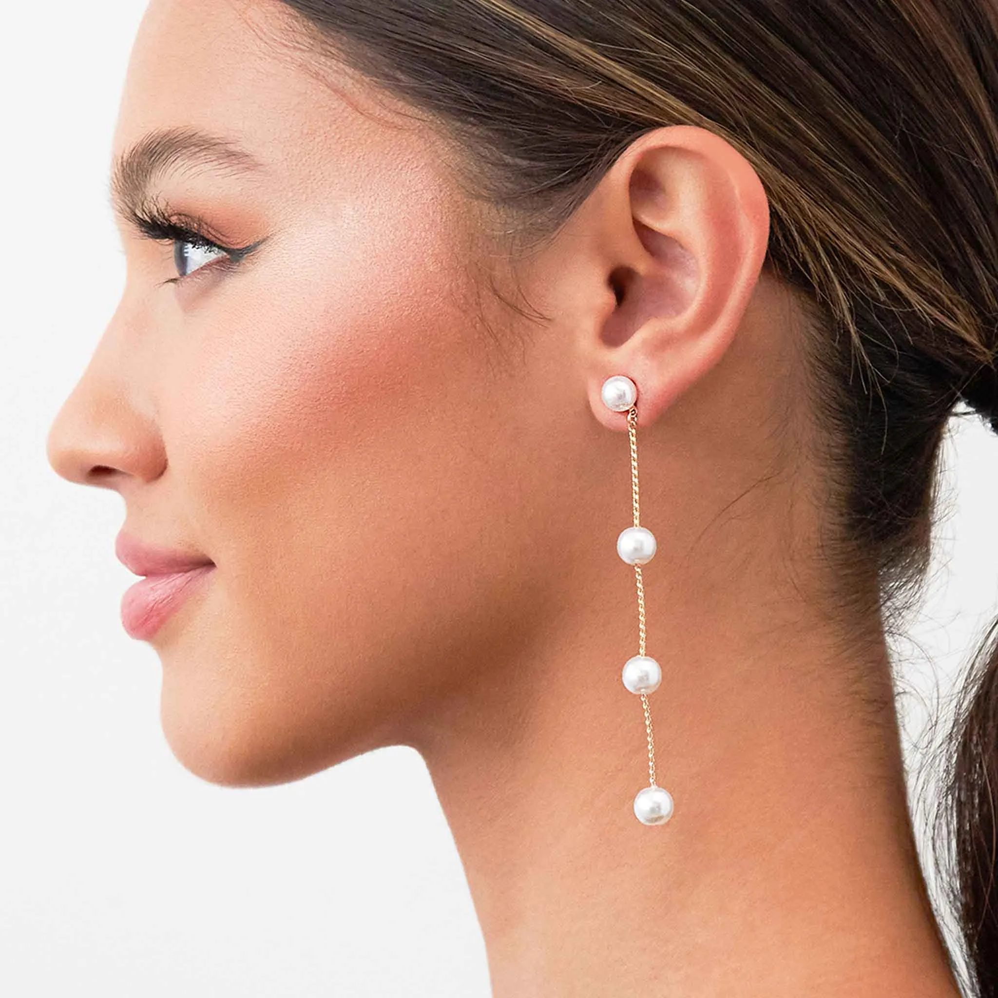 Cooper Pearl Drop Earrings - Long sold by Birdy Grey