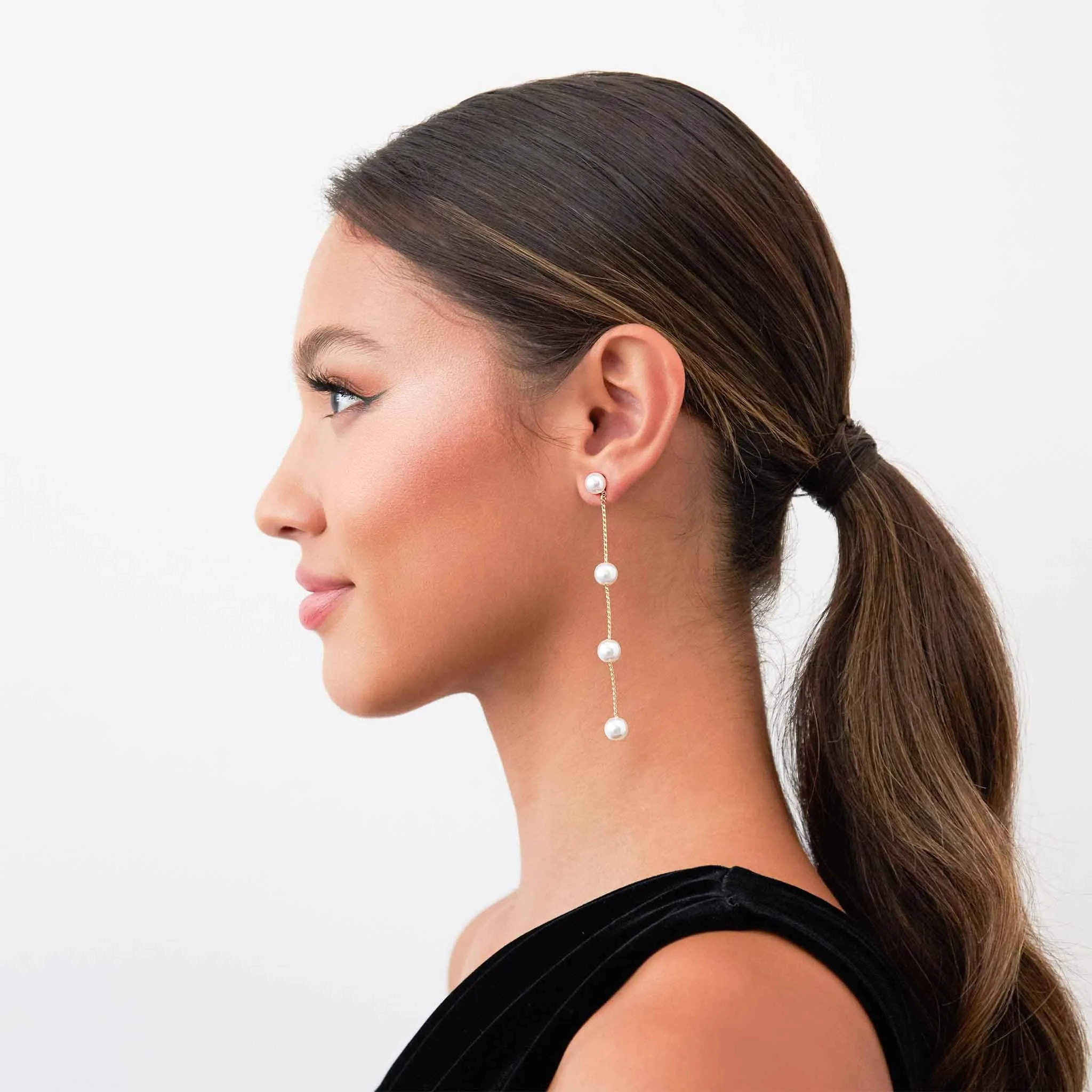 Cooper Pearl Drop Earrings - Long sold by Birdy Grey product image thumbnail 4
