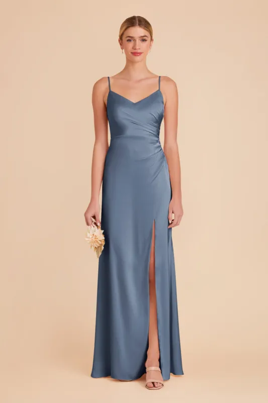 Catherine Matte Satin Dress - French Blue sold by Birdy Grey