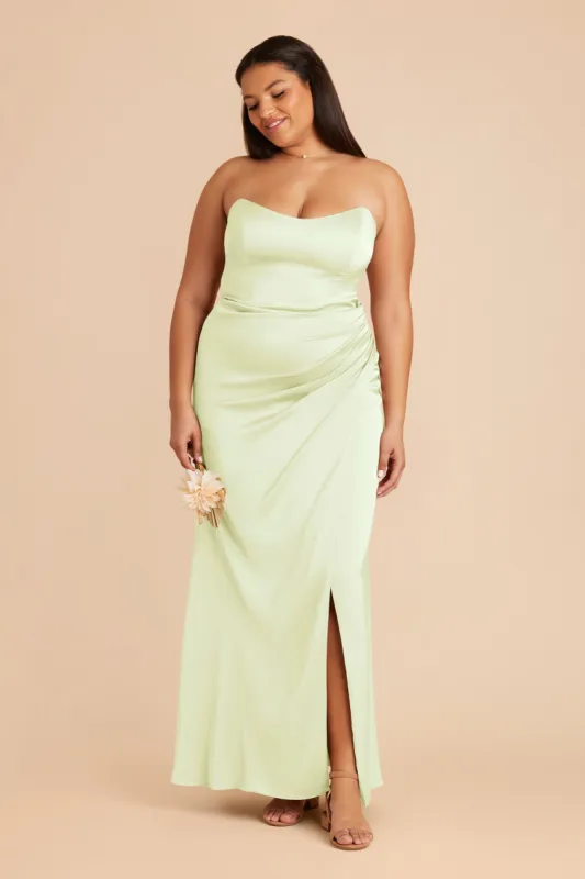 Anne Matte Satin Dress - Pale Pistachio sold by Birdy Grey