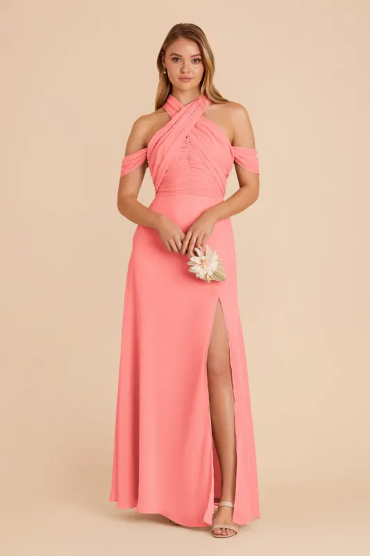 Cara Chiffon Dress - Coral Pink sold by Birdy Grey