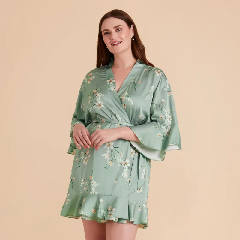 Kenny Floral Ruffle Robe - Sage Le Fleur sold by Birdy Grey