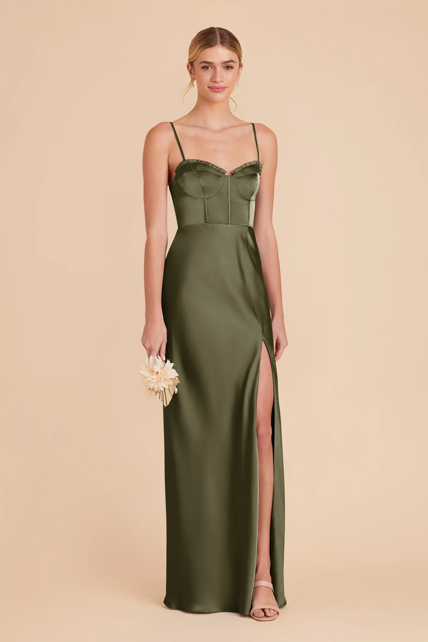 Jessica Matte Satin Dress - Olive sold by Birdy Grey product image thumbnail 2