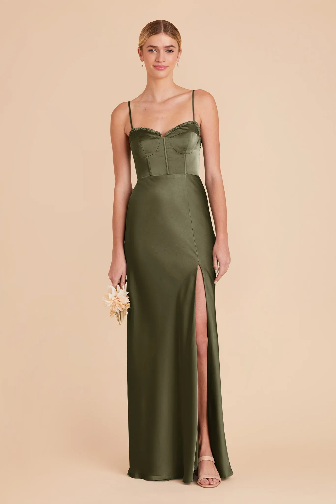 Jessica Matte Satin Dress - Olive sold by Birdy Grey product image thumbnail 3