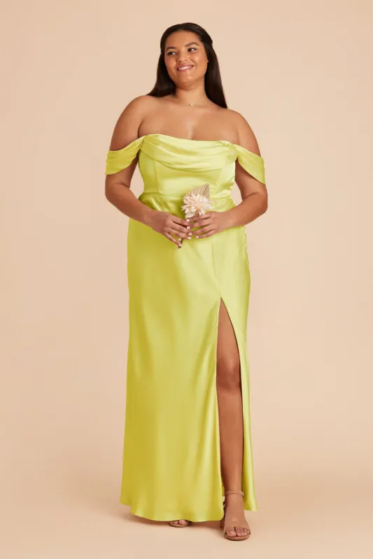 Mia Matte Satin Convertible Dress - Chartreuse sold by Birdy Grey
