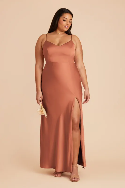 Jay Matte Satin Dress - Terracotta sold by Birdy Grey