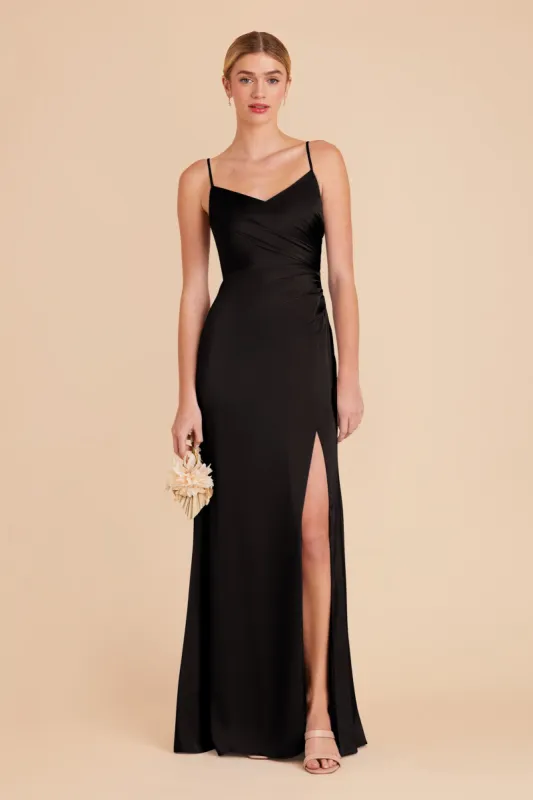Catherine Matte Satin Dress - Black sold by Birdy Grey