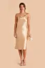 Lisa Shiny Satin Midi Dress - Gold sold by Birdy Grey
