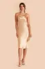 Lisa Shiny Satin Midi Dress - Gold sold by Birdy Grey