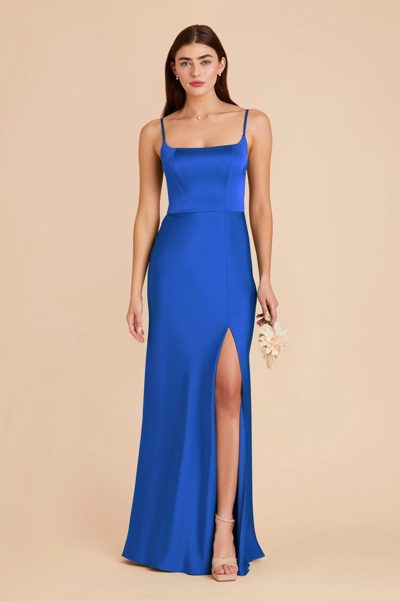 Mai Matte Satin Dress - Cobalt Blue sold by Birdy Grey