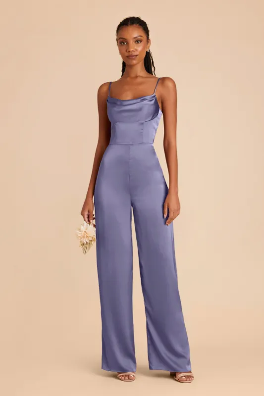 Donna Matte Satin Bridesmaid Jumpsuit - Wisteria sold by Birdy Grey