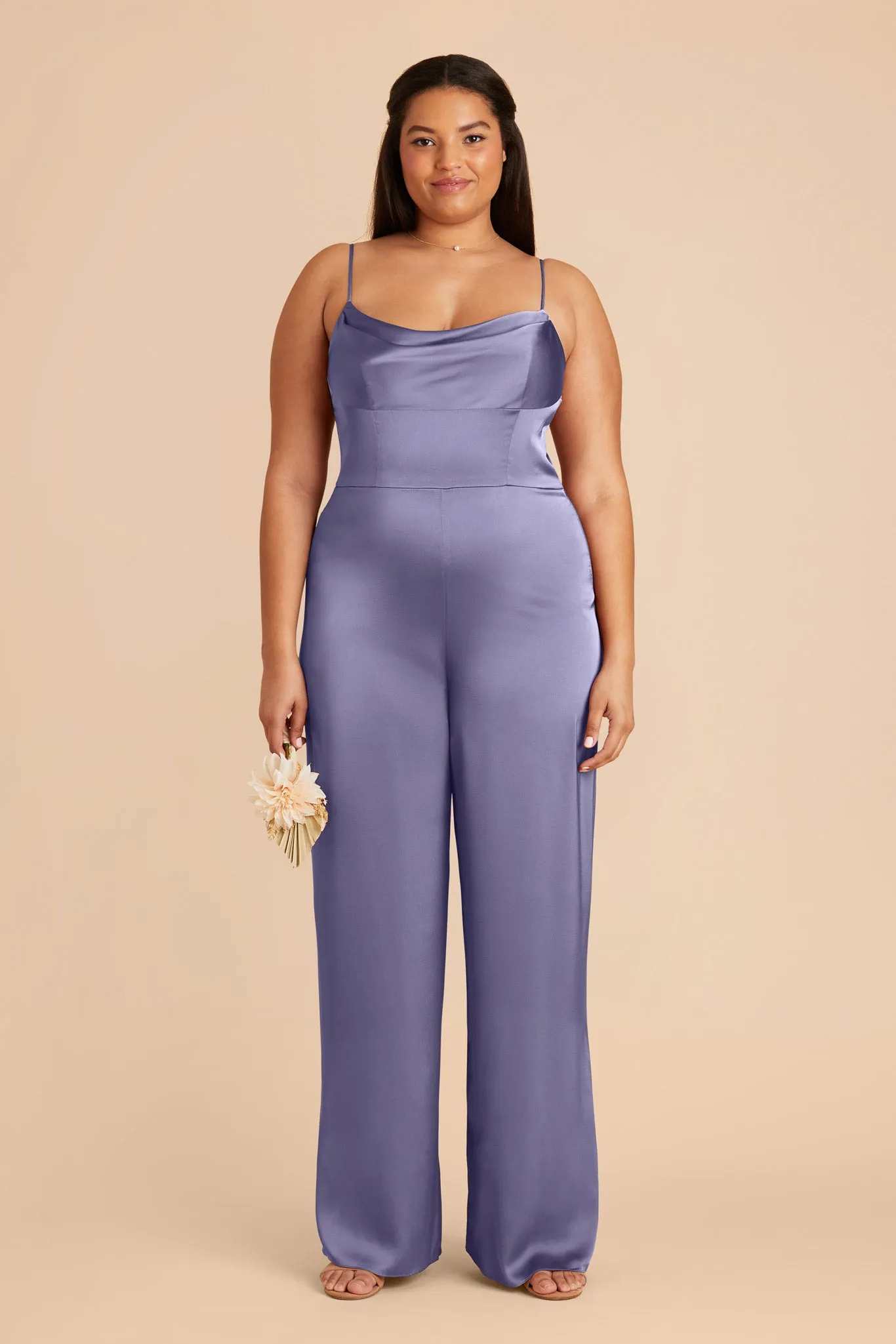 Donna Matte Satin Bridesmaid Jumpsuit - Wisteria sold by Birdy Grey product image thumbnail 2