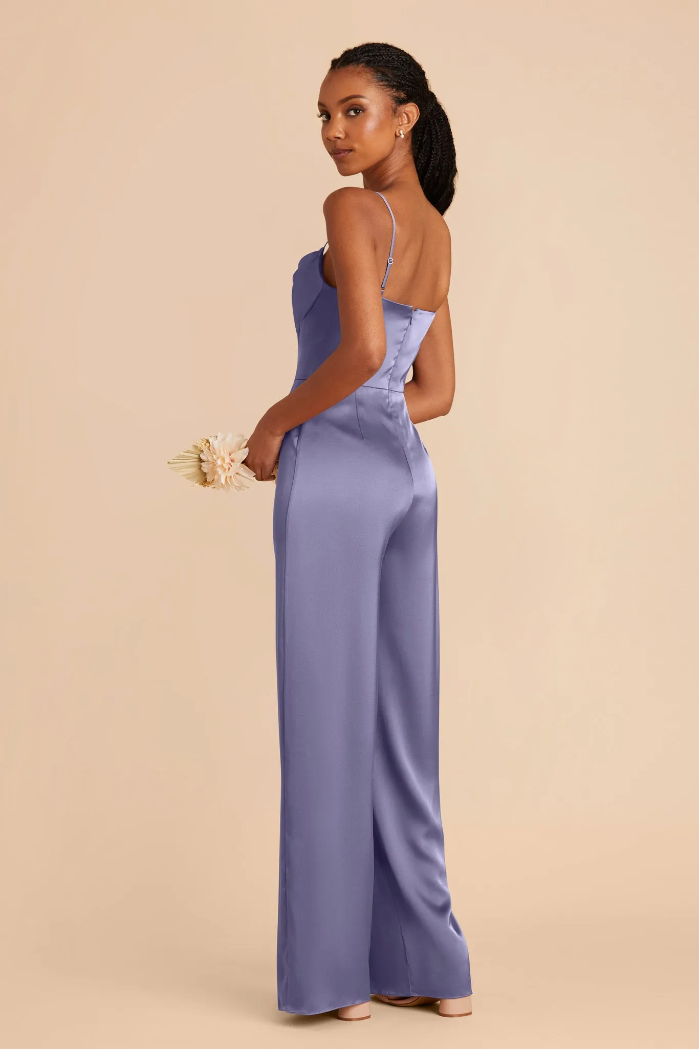 Donna Matte Satin Bridesmaid Jumpsuit - Wisteria sold by Birdy Grey product image thumbnail 4