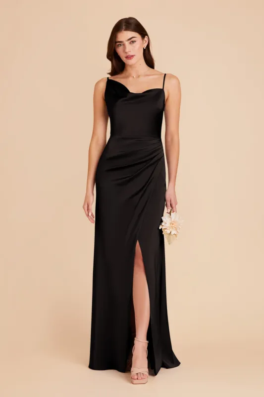 Jennifer Matte Satin Dress - Black sold by Birdy Grey