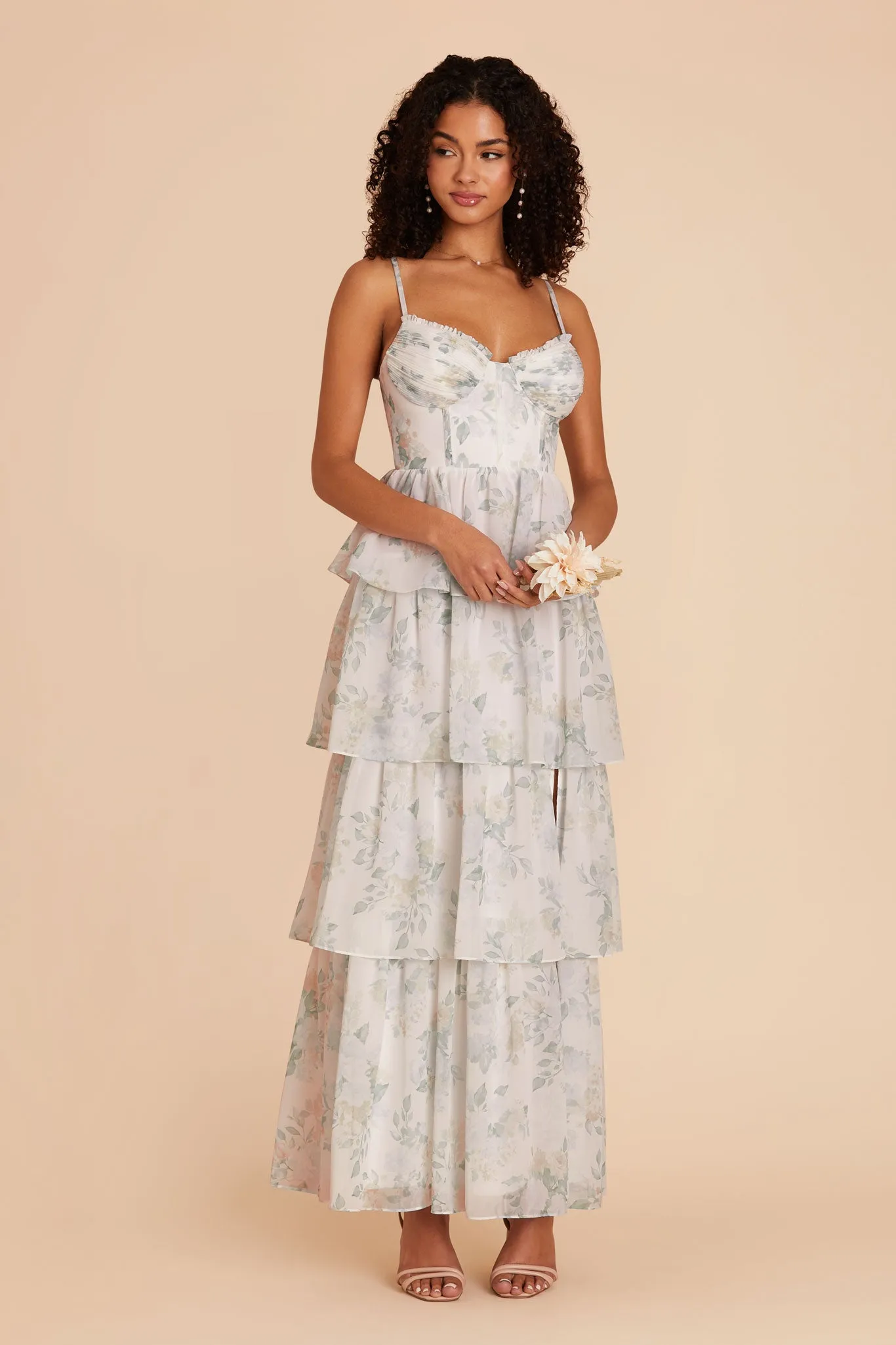 Lola Chiffon Dress - Sage Spring Garden sold by Birdy Grey product image thumbnail 4