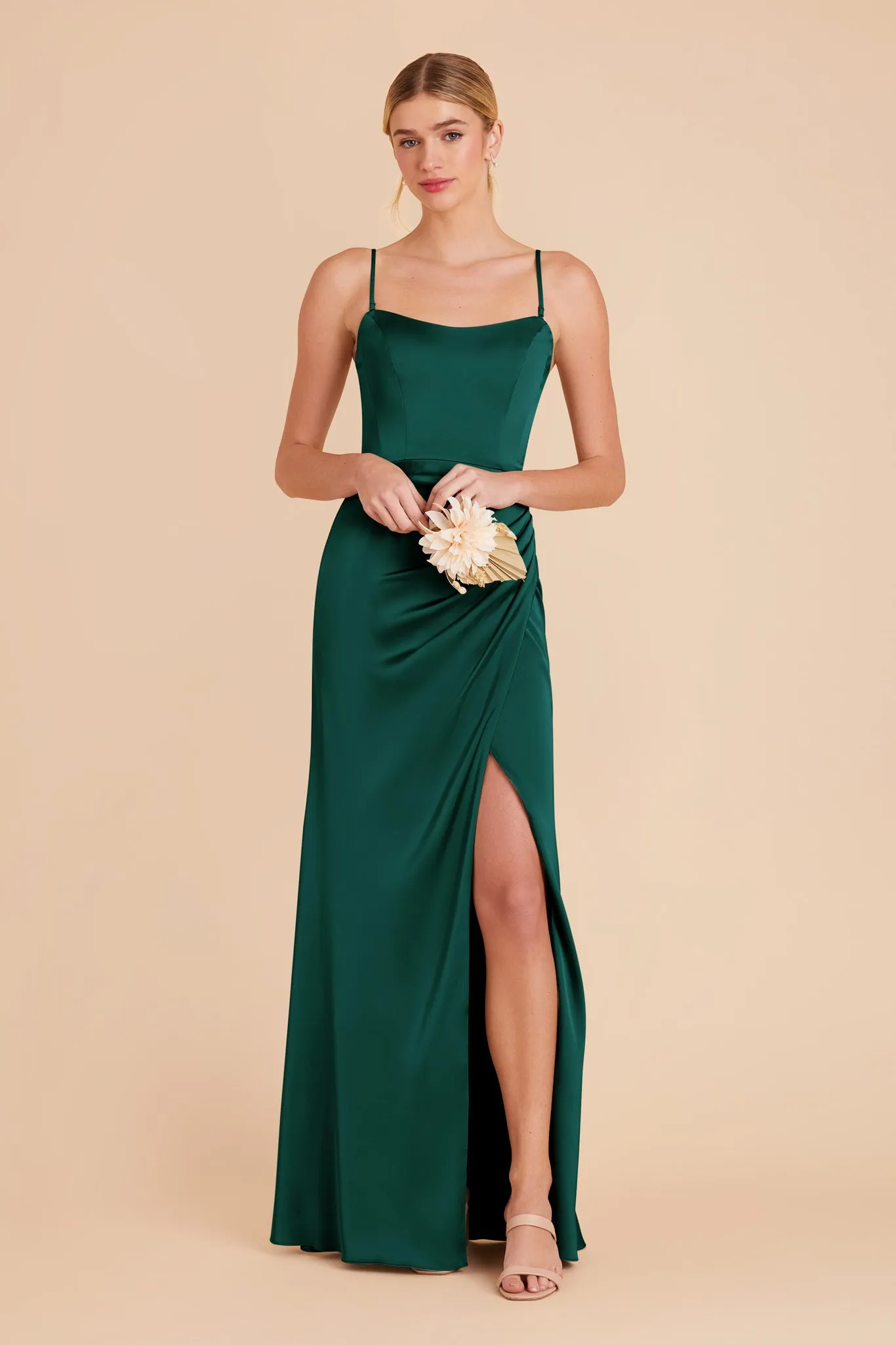 Anne Matte Satin Dress - Emerald sold by Birdy Grey