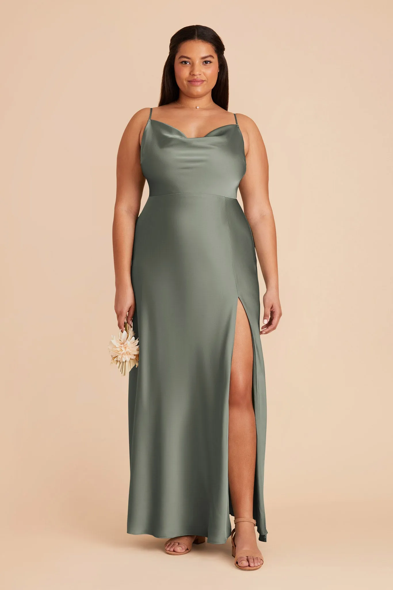 Lisa Long Matte Satin Dress - Sea Glass sold by Birdy Grey product image thumbnail 2
