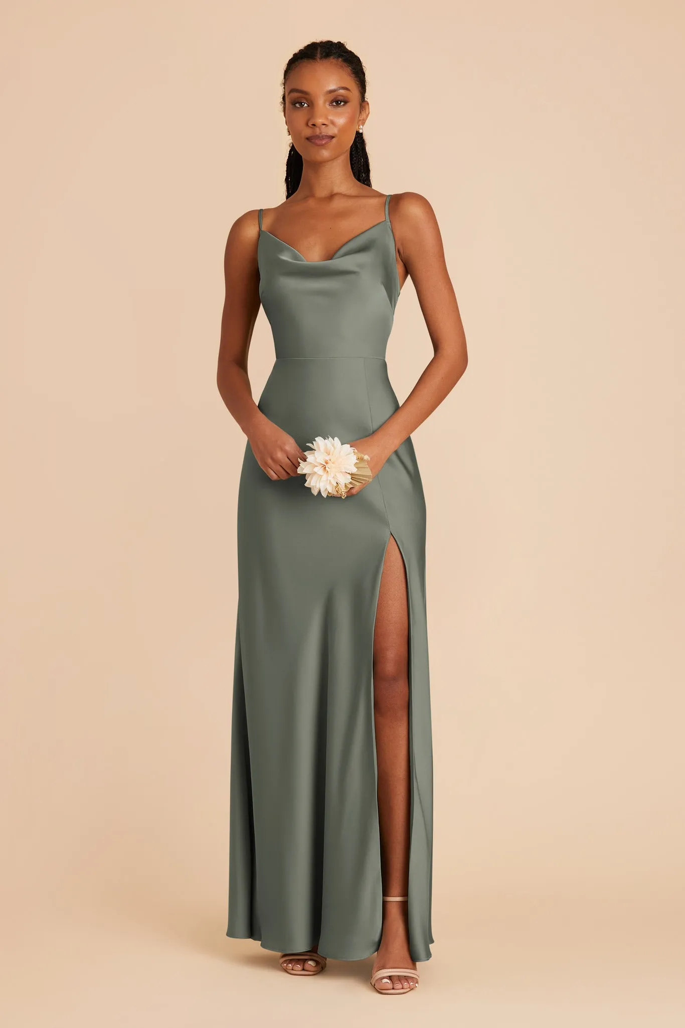 Lisa Long Matte Satin Dress - Sea Glass sold by Birdy Grey product image thumbnail 3