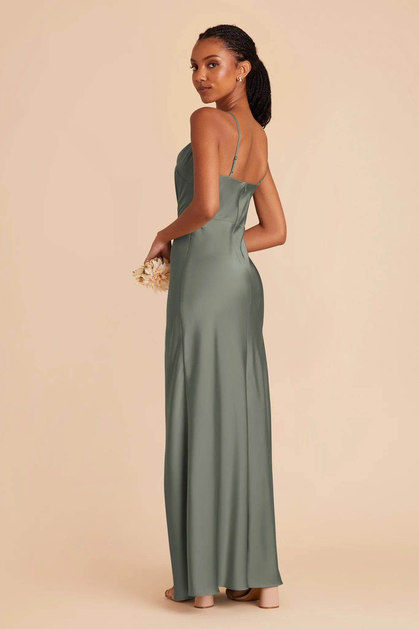 Lisa Long Matte Satin Dress - Sea Glass sold by Birdy Grey product image thumbnail 4