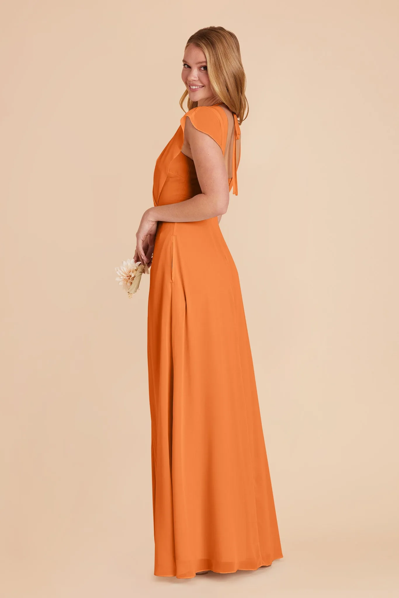 Violet Chiffon Dress - Apricot sold by Birdy Grey product image thumbnail 5