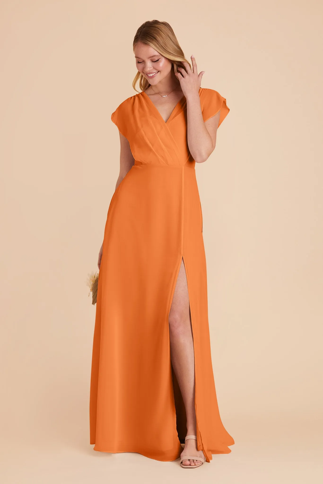 Violet Chiffon Dress - Apricot sold by Birdy Grey product image thumbnail 4
