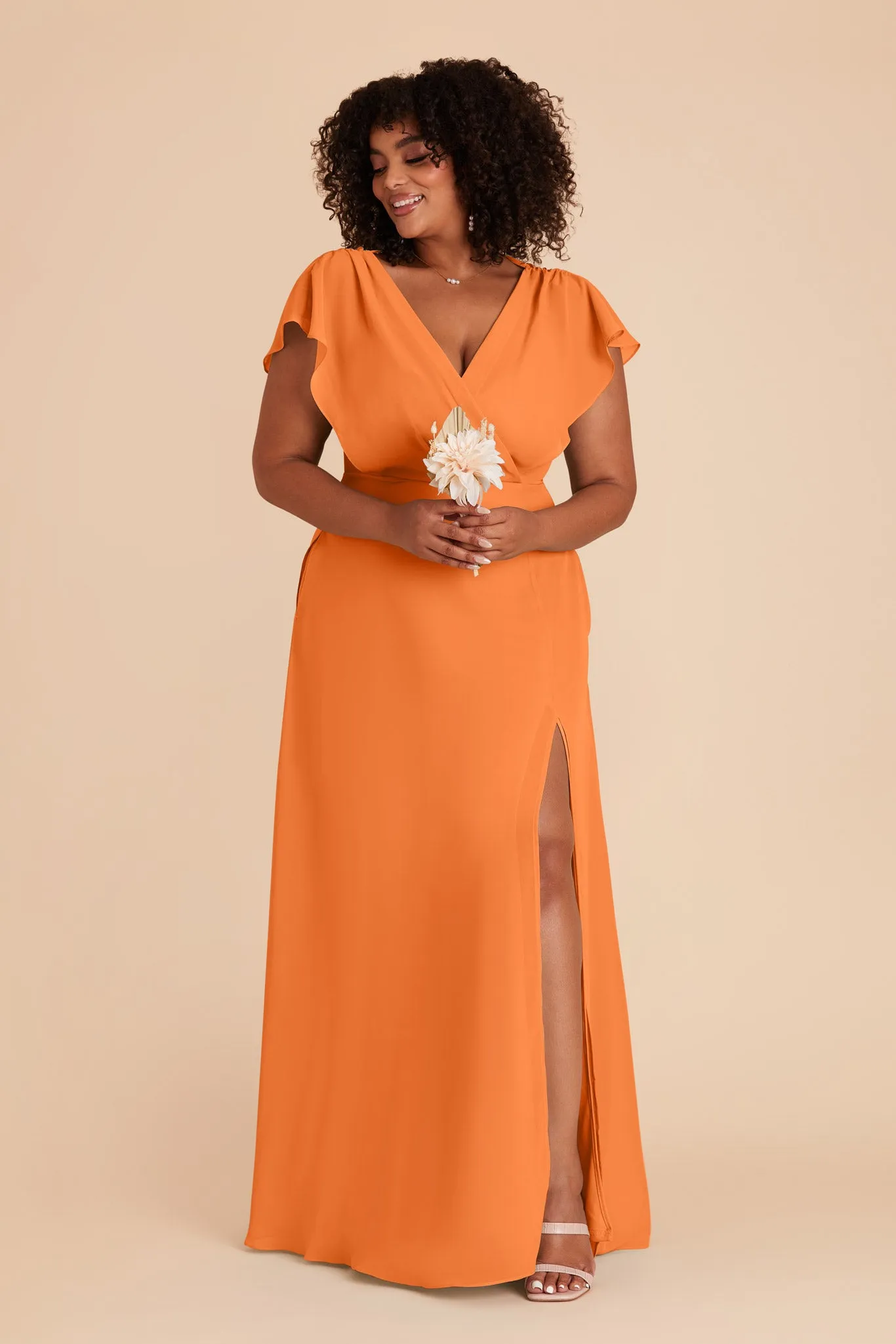 Violet Chiffon Dress - Apricot sold by Birdy Grey