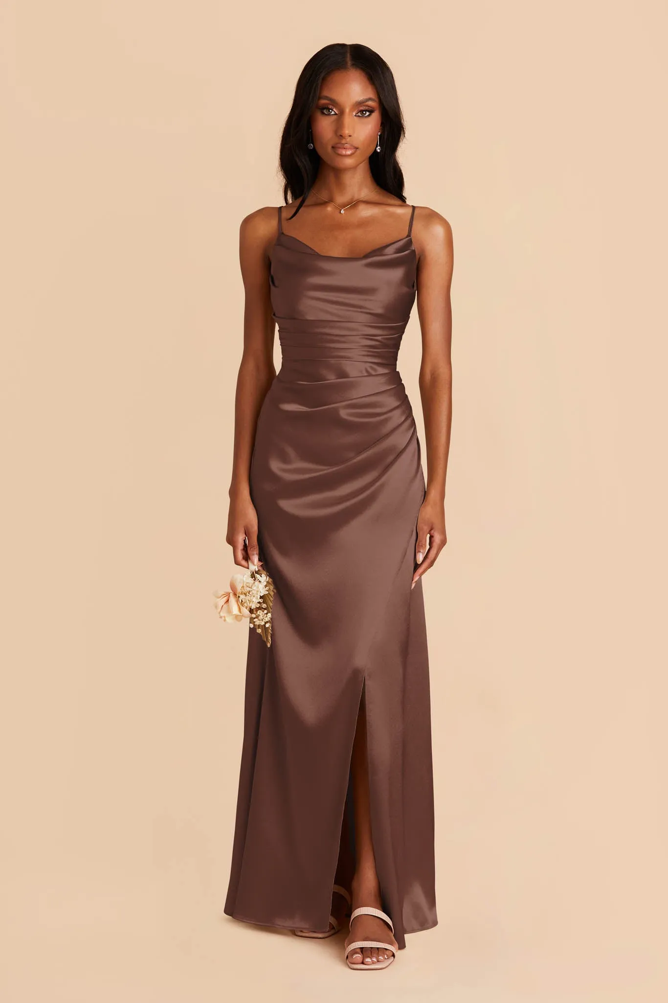 Lydia Shiny Satin Dress - Chocolate Brown sold by Birdy Grey product image thumbnail 3