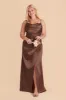 Lydia Shiny Satin Dress - Chocolate Brown sold by Birdy Grey