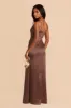 Lydia Shiny Satin Dress - Chocolate Brown sold by Birdy Grey