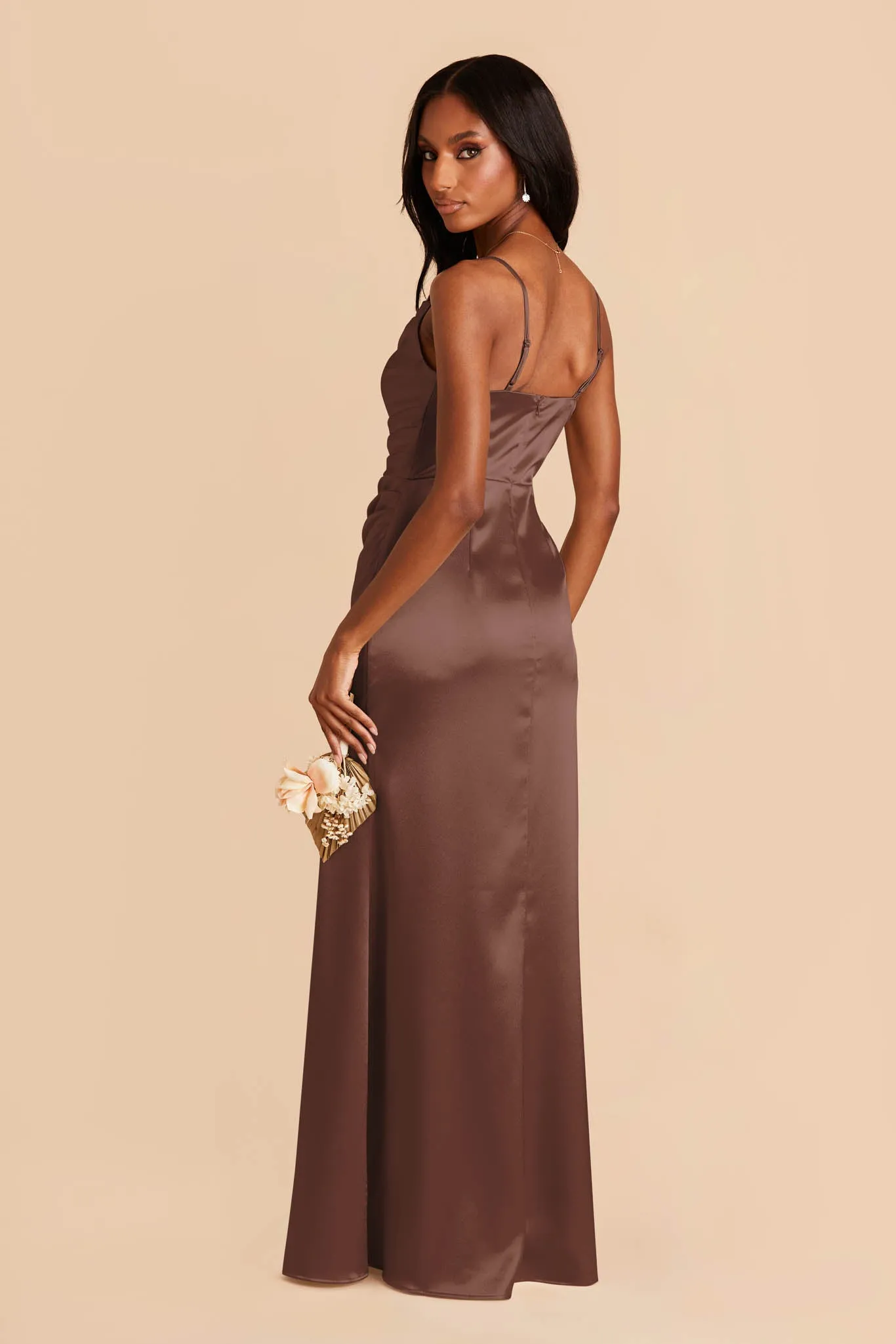 Lydia Shiny Satin Dress - Chocolate Brown sold by Birdy Grey product image thumbnail 5