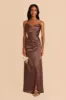 Lydia Shiny Satin Dress - Chocolate Brown sold by Birdy Grey