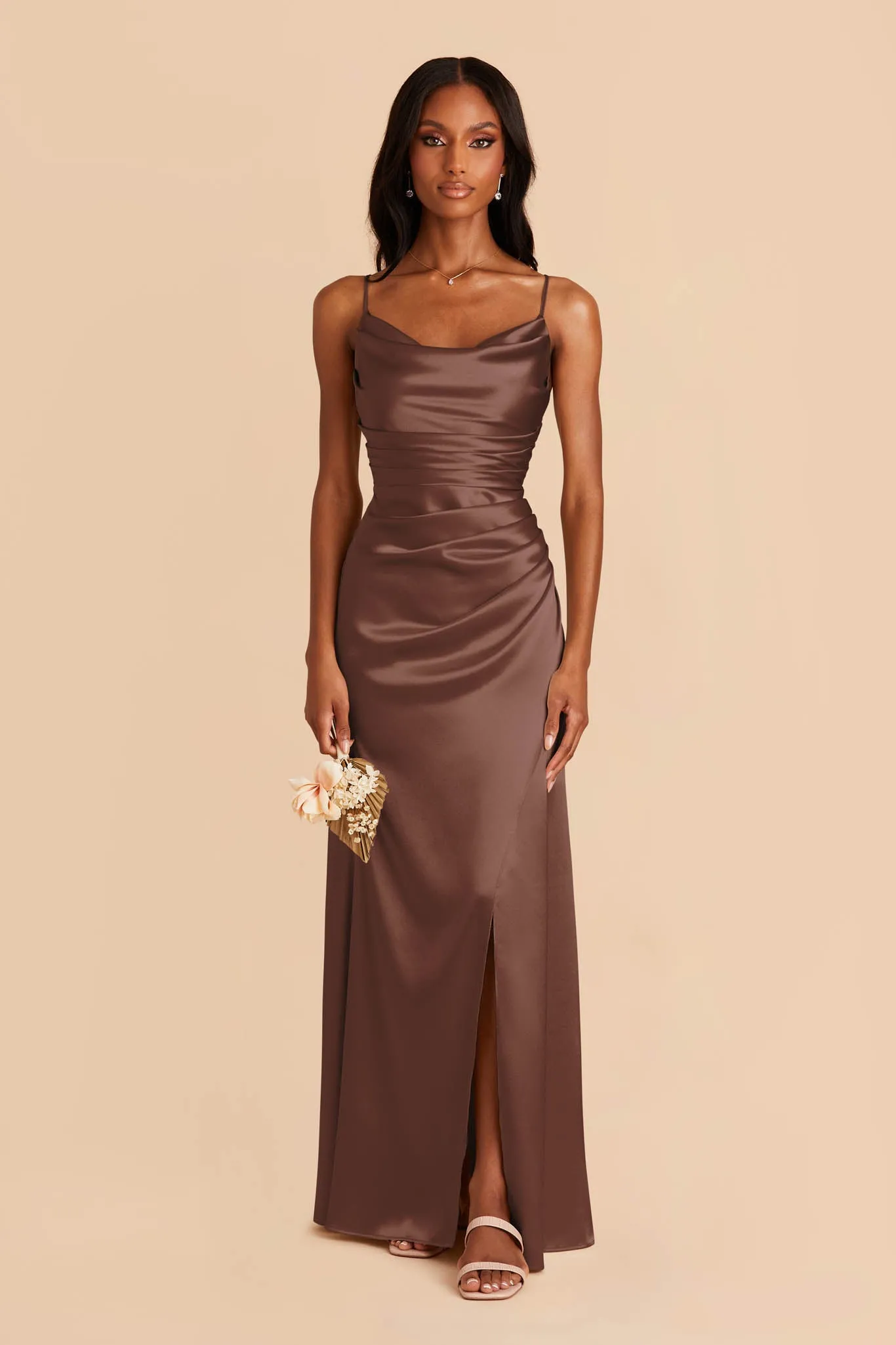Lydia Shiny Satin Dress - Chocolate Brown sold by Birdy Grey product image thumbnail 4