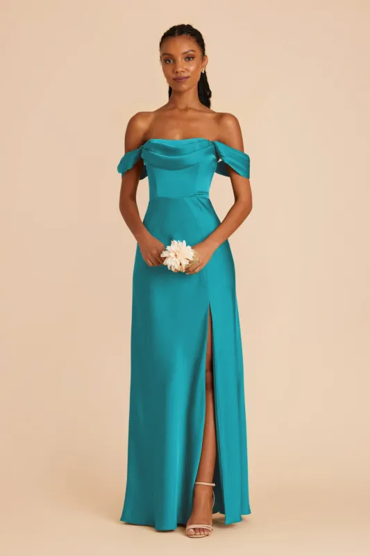 Mia Matte Satin Convertible Dress - Teal sold by Birdy Grey