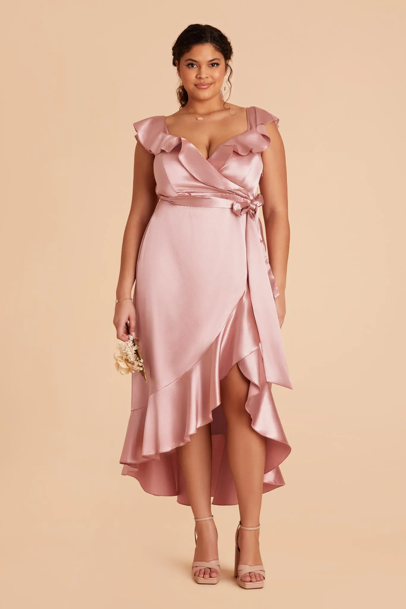 James Shiny Satin Midi Dress - English Rose sold by Birdy Grey product image thumbnail 2