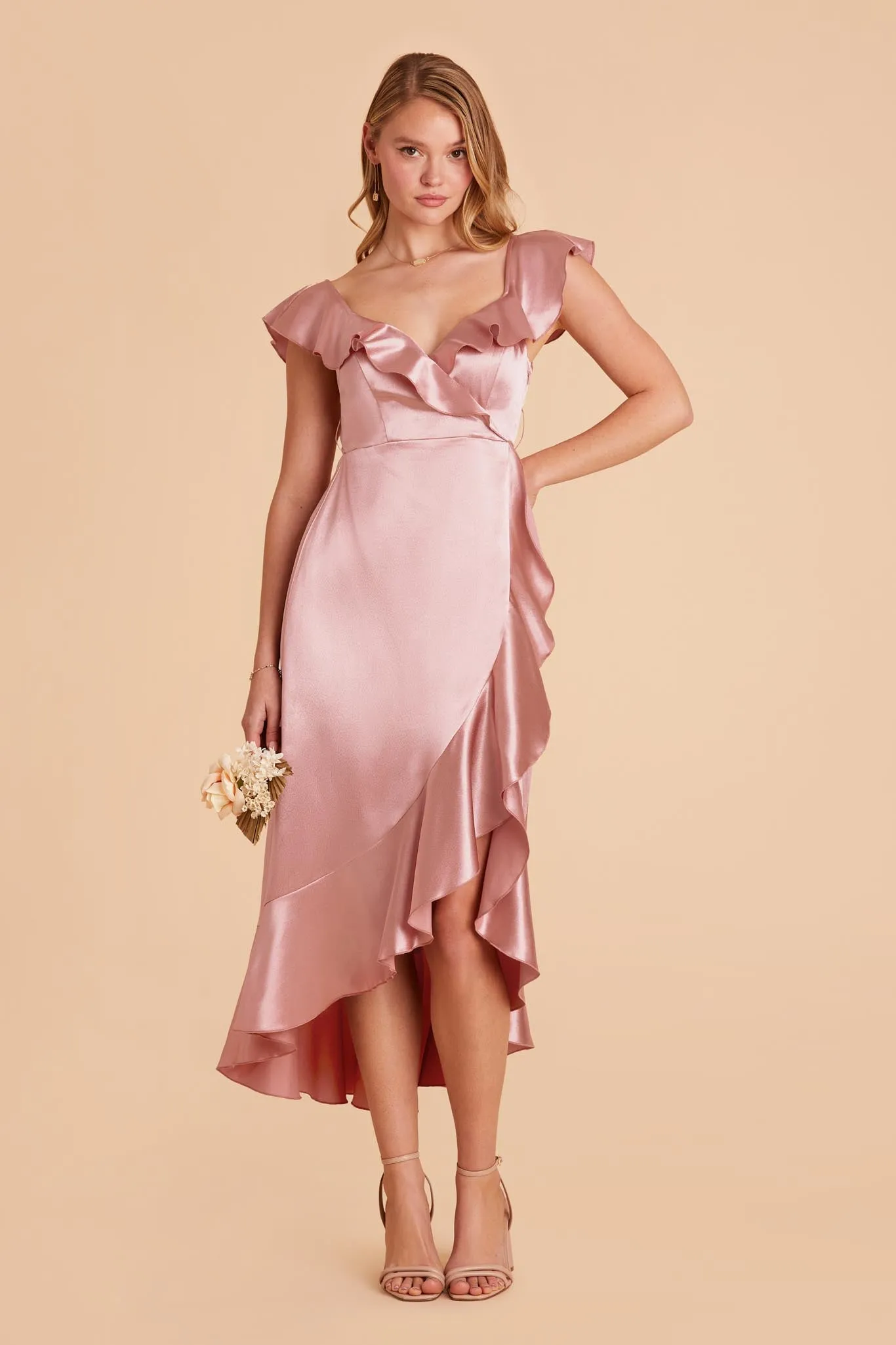 James Shiny Satin Midi Dress - English Rose sold by Birdy Grey product image thumbnail 4