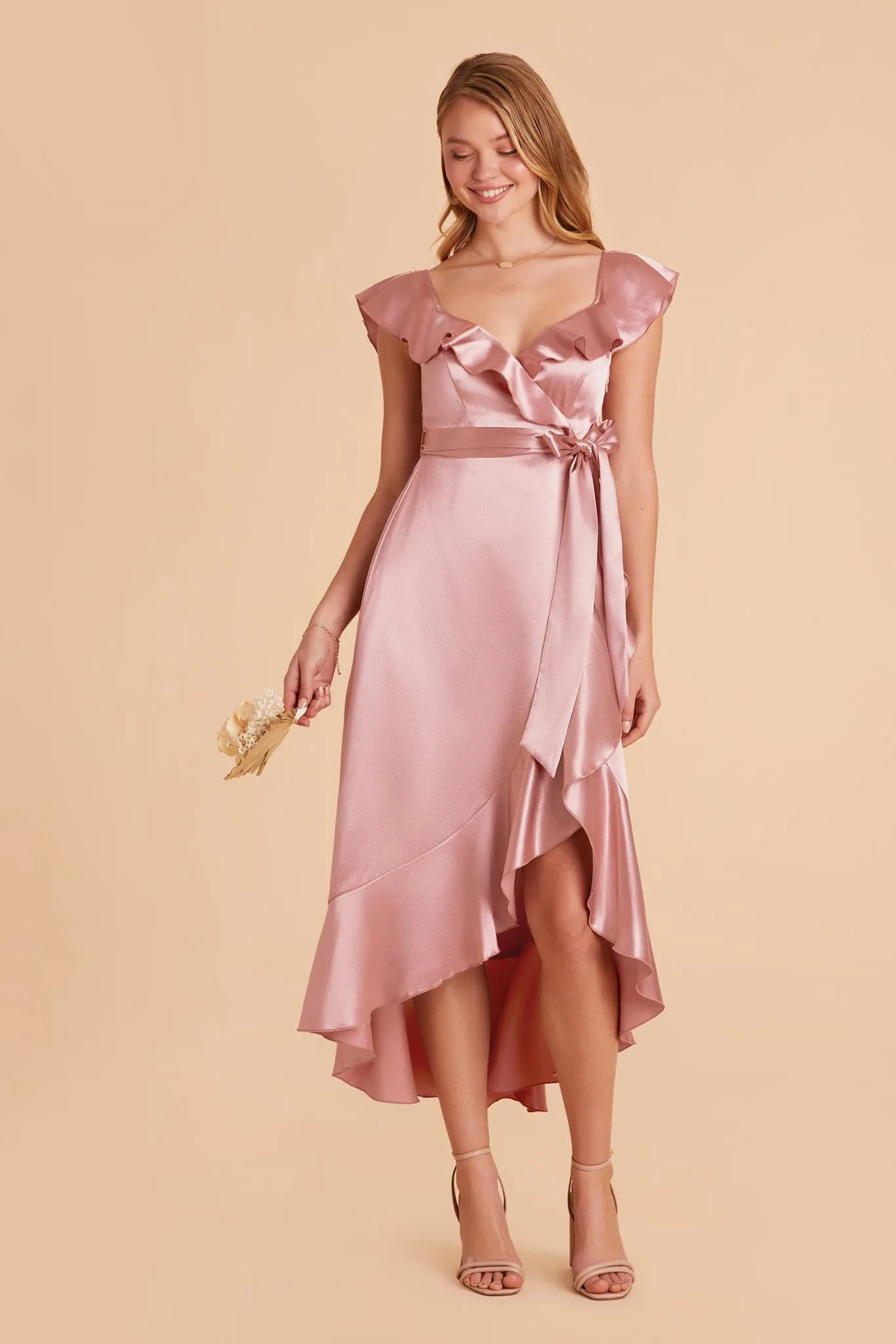 James Shiny Satin Midi Dress - English Rose sold by Birdy Grey product image thumbnail 3