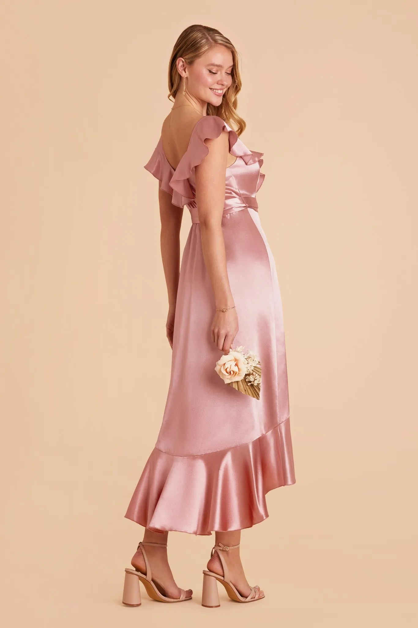 James Shiny Satin Midi Dress - English Rose sold by Birdy Grey product image thumbnail 5