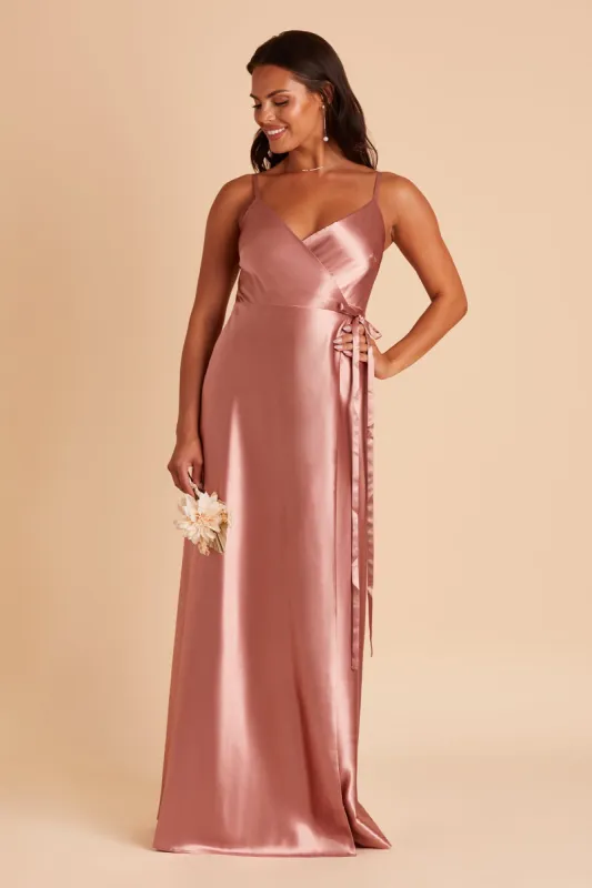 Cindy Shiny Satin Dress - Desert Rose sold by Birdy Grey