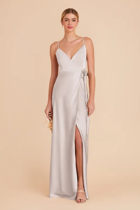 Cindy Matte Satin Dress - Platinum sold by Birdy Grey