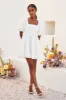 Balloon Sleeve Mini Dress - White sold by Birdy Grey