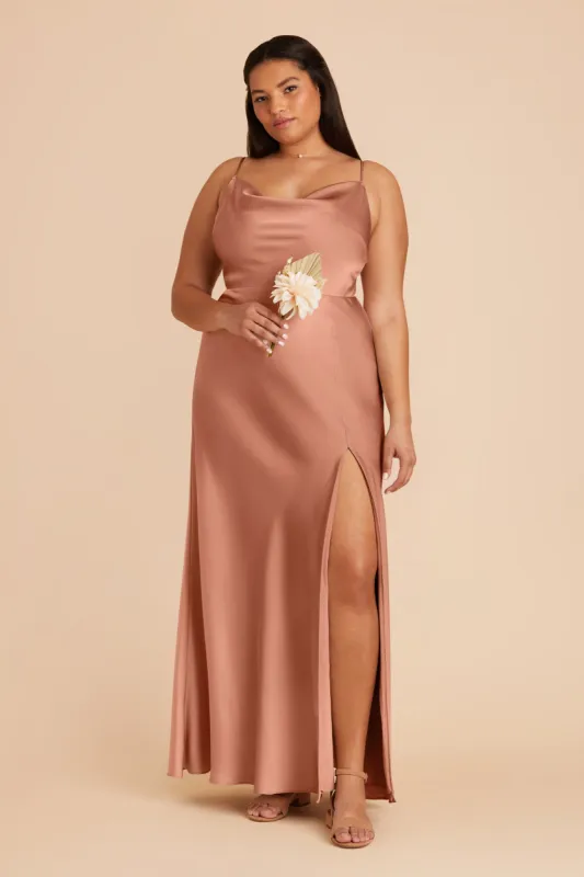 Lisa Long Matte Satin Dress - Desert Rose sold by Birdy Grey