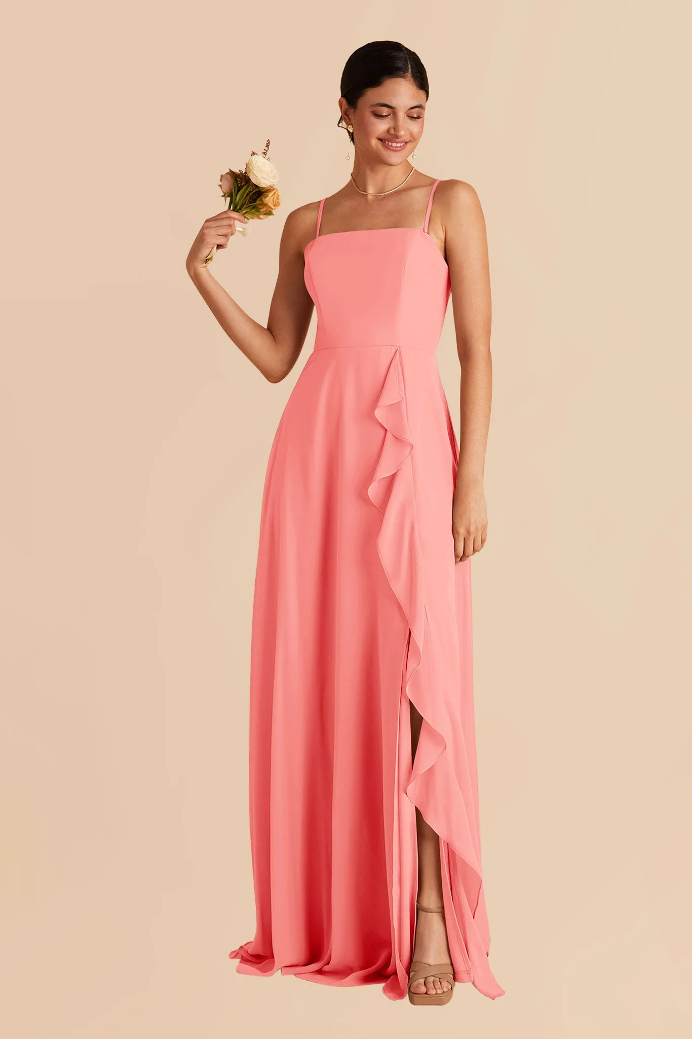 Winnie Convertible Chiffon Dress - Coral Pink sold by Birdy Grey product image thumbnail 4