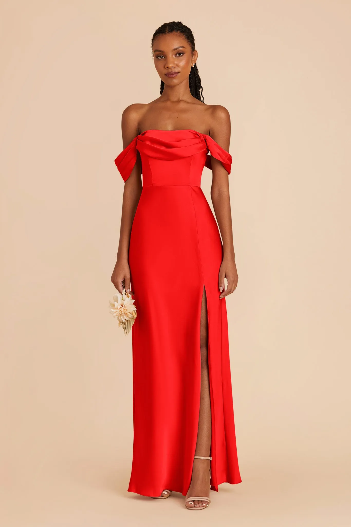 Mia Matte Satin Convertible Dress - Lipstick Red sold by Birdy Grey