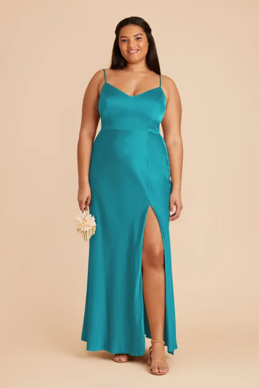 Jay Matte Satin Dress - Teal sold by Birdy Grey