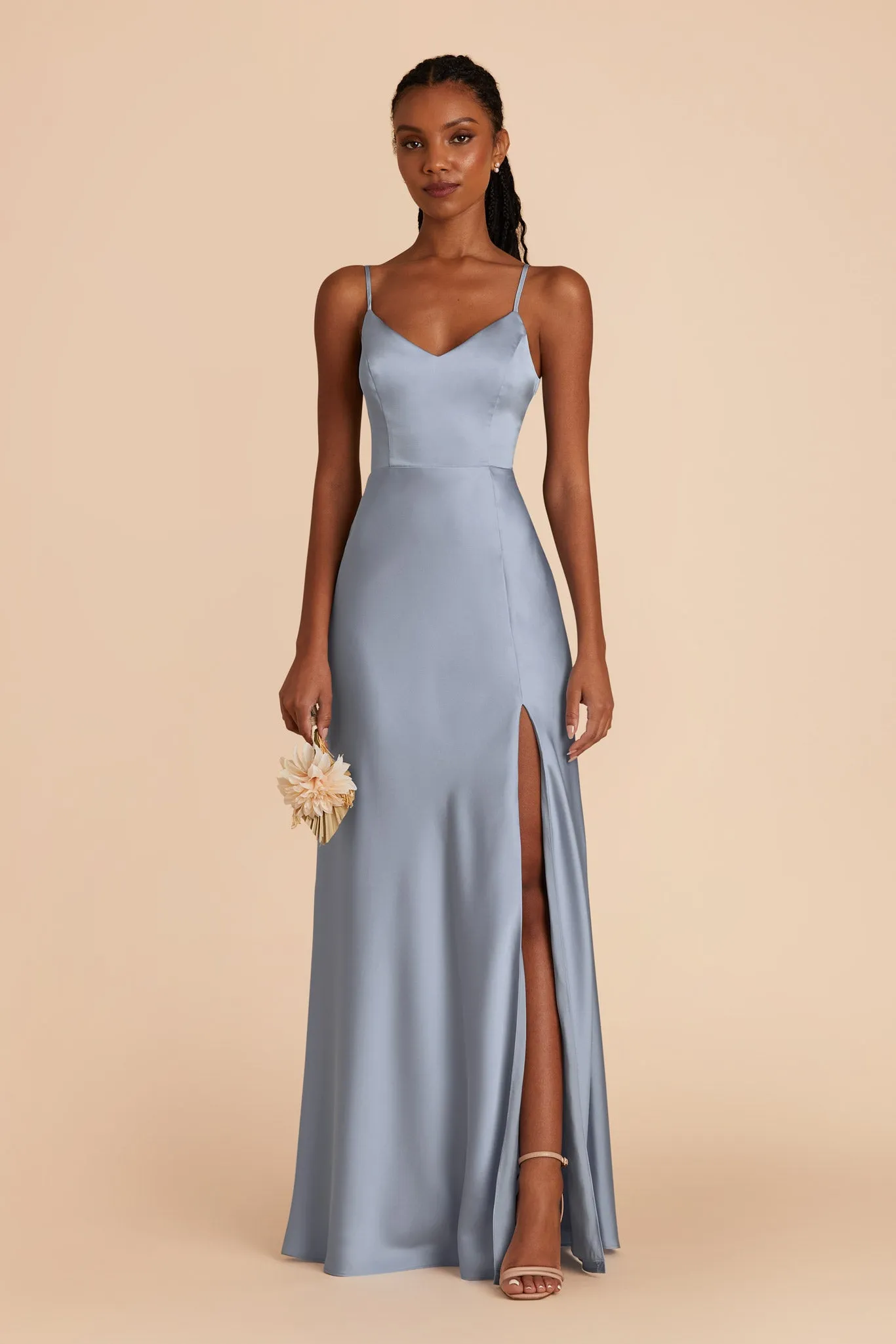 Jay Matte Satin Dress - Dusty Blue sold by Birdy Grey product image thumbnail 3