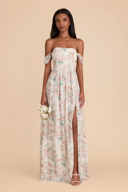 August Convertible Dress - Dusty Apricot Peonies sold by Birdy Grey