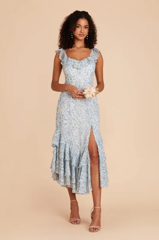 Ginny Chiffon Dress - Blue Dreamy Ditsy sold by Birdy Grey