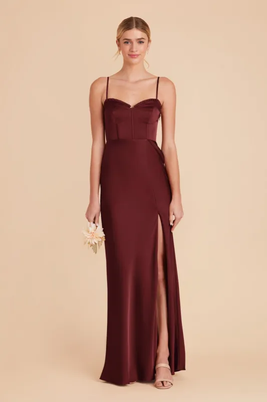 Jessica Matte Satin Dress - Cabernet sold by Birdy Grey