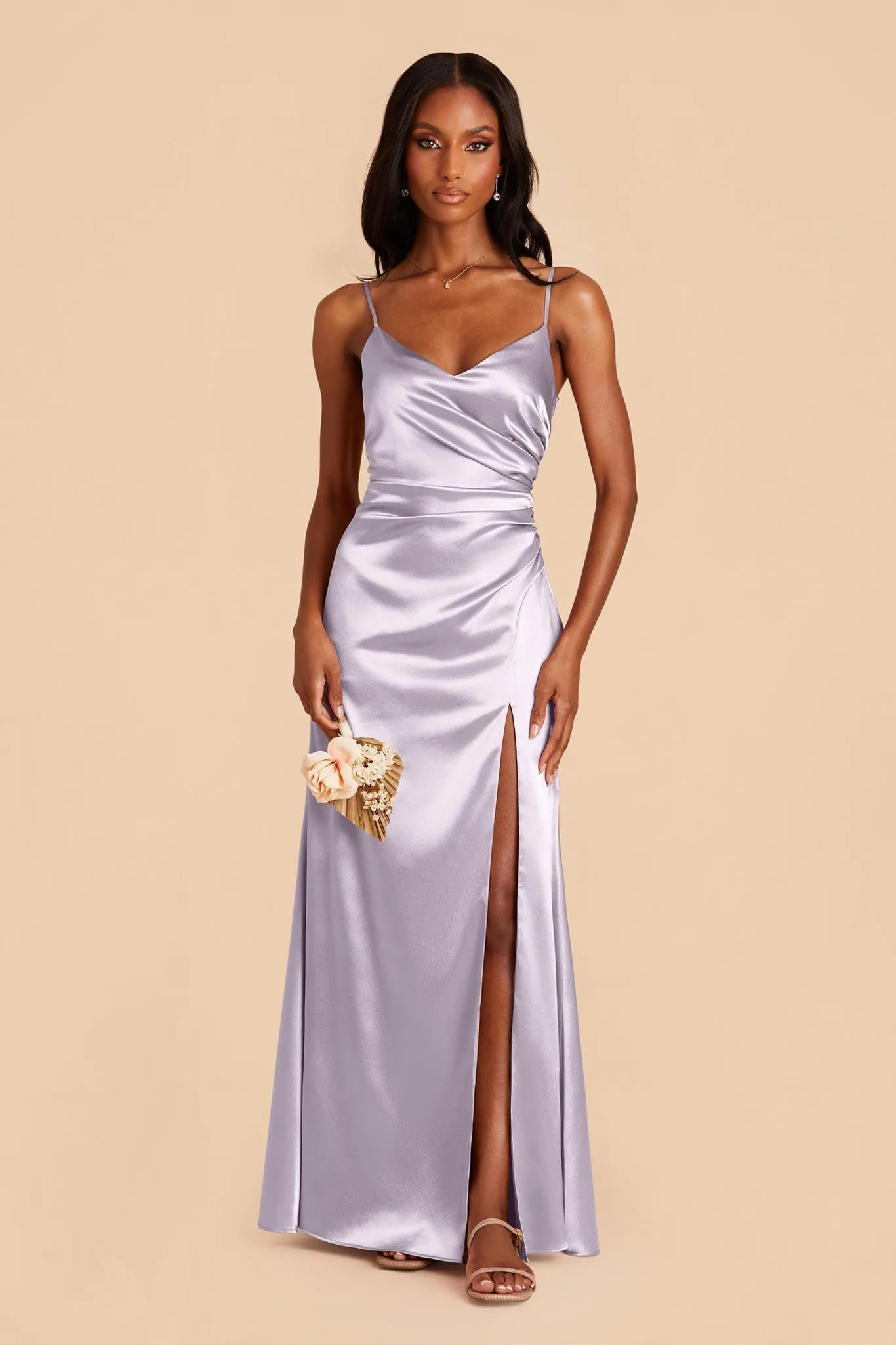 Catherine Shiny Satin Dress - Dusty Lilac sold by Birdy Grey product image thumbnail 2
