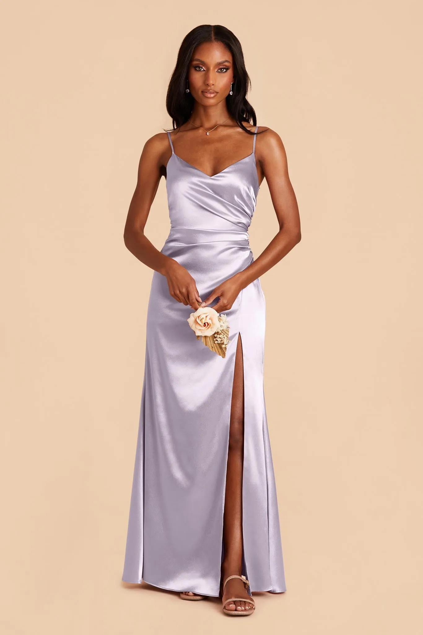 Catherine Shiny Satin Dress - Dusty Lilac sold by Birdy Grey